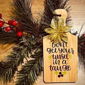 Tinsel in a Tangle – Cute Bamboo Board Ornaments